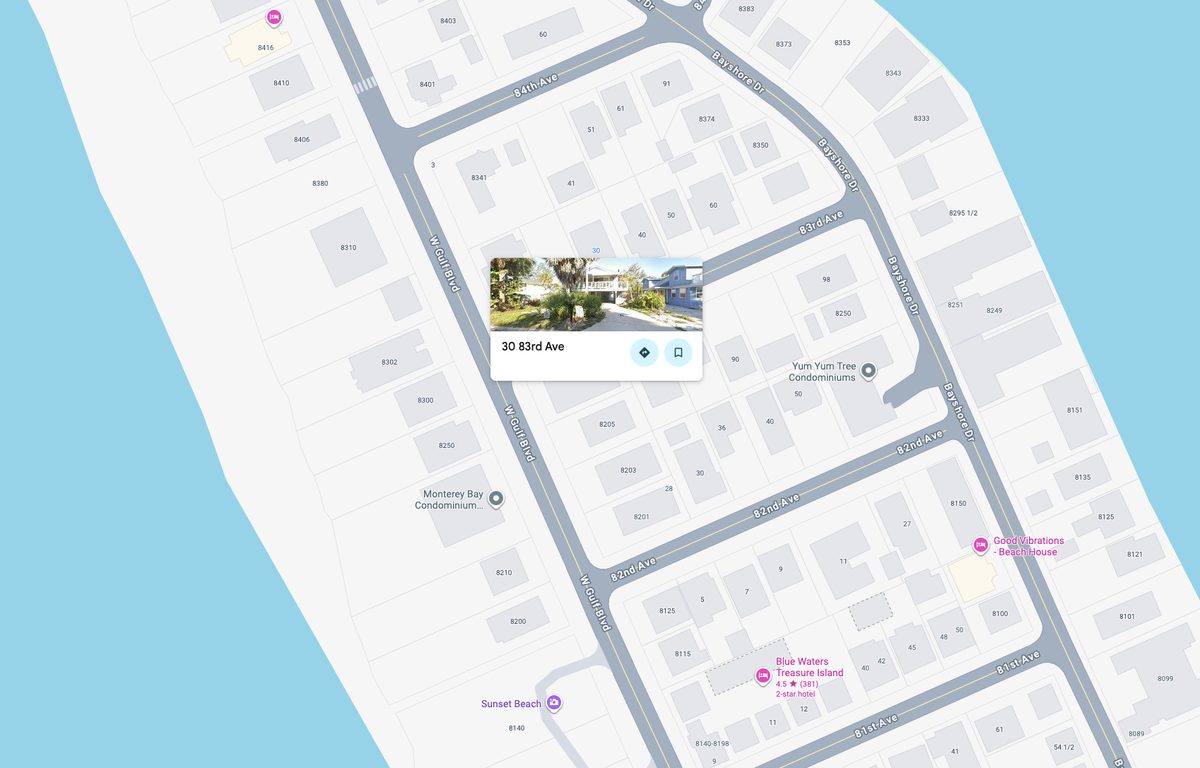 Map of Sole Villa Chateau in Sunset Beach, Treasure Island, Florida