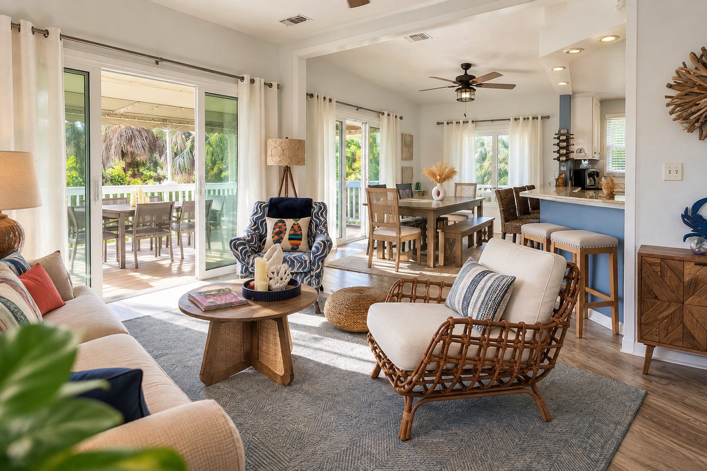 Bright living room of a Treasure Island rental home